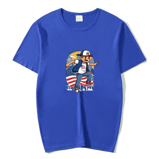 Boy Printed Round Neck Modal Short Sleeve T-shirt