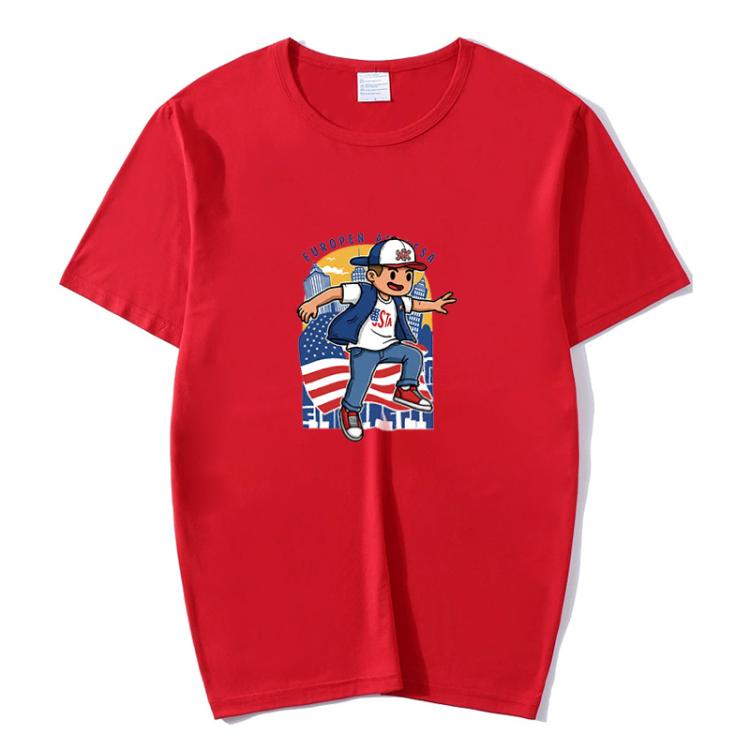 Boy Printed Round Neck Modal Short Sleeve T-shirt