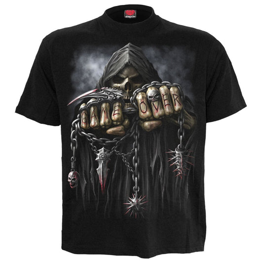 GAME OVER Skeleton Reaper Graphic T-Shirt – Black